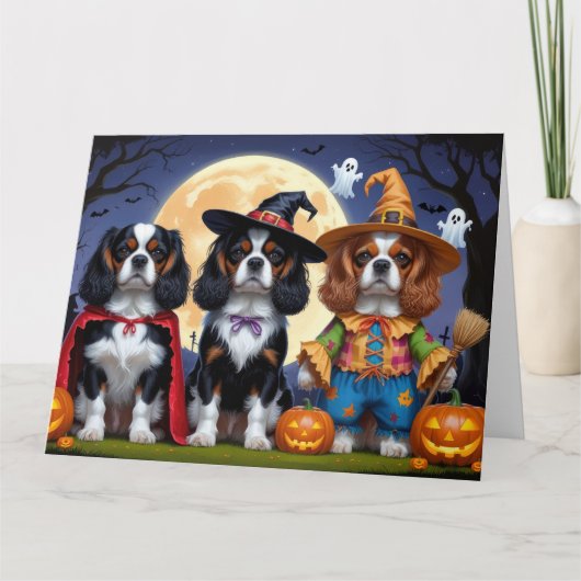 Carte Cavalier King Charles Spaniel Citrouille Halloween (Devant)