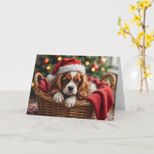 Carte Cavalier King Charles Spaniel Cozy Basket (Fleur jaune)