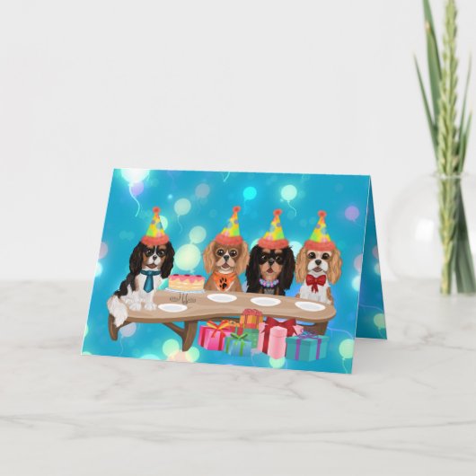 Carte Cavalier King Charles Spaniel de fête d'anniversai (Devant)