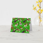Carte Cavalier King Charles Spaniel de Noël (Fleur jaune)