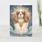 Carte Cavalier King Charles Spaniel en ange de Noël (Devant)