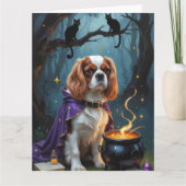 Carte Cavalier King Charles Spaniel Fantaisie Halloween (Devant)