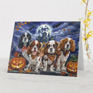 Carte Cavalier King Charles Spaniel Halloween Effrayant