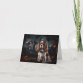 Carte Cavalier King Charles Spaniel Halloween effrayant (Devant)