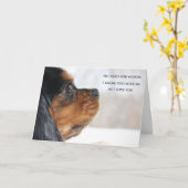Carte Cavalier King Charles Spaniel Je T'Aime (Fleur jaune)