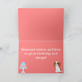 Carte Cavalier King Charles Spaniel Pink Happy Birthday (Intérieur)