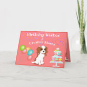 Carte Cavalier King Charles Spaniel Pink Happy Birthday (Devant)