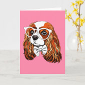 Carte Cavalier King Charles Spaniel Portrait (Fleur jaune)