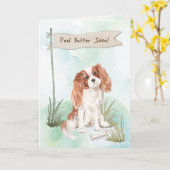 Carte Cavalier King Charles Spaniel se sentent mieux ave (Fleur jaune)