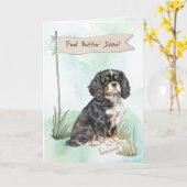 Carte Cavalier King Charles Spaniel Sentez-Vous Mieux Ch (Fleur jaune)