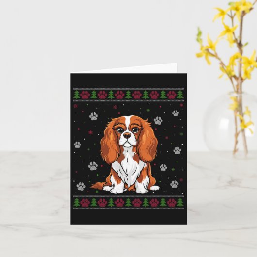 Carte Cavalier King Charles Spaniel Sweat de Noël Do (Fleur jaune)