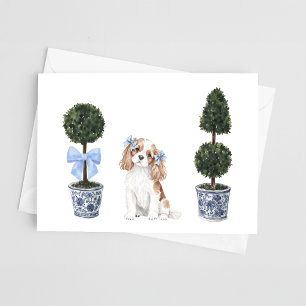 Carte Cavalier King Charles Spaniel Topiel Aquarelle