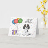 Carte Cavalier King Charles Spaniel tricolore - Annivers (Fleur jaune)