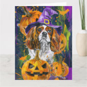Carte Cavalier King Chien Halloween Sorcière Et Citrouil (Devant)