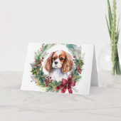 Carte Cavalier King Christmas Wreath Festive Pup (Devant)