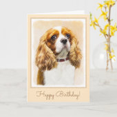 Carte Cavalier Le Roi Charles Spaniel Peinture originale (Fleur jaune)