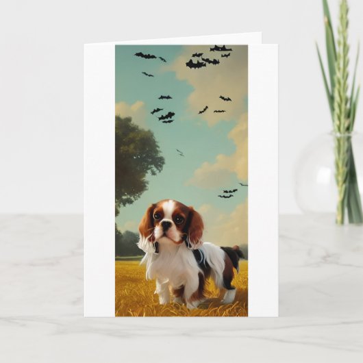 Carte cavalier roi charles spaniel halloween AI (Devant)
