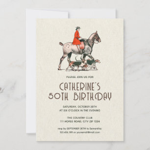 Carte Cavalière élégante vintage et chiens de chasse