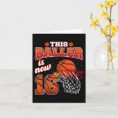 Carte Ce basketteur a maintenant 16 ans Joyeux M (Fleur jaune)