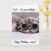 Carte Ce chat cool vous souhaite un joyeux anniversaire  (Fleur jaune)