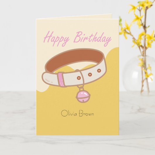 Carte Ce chat Vie heureux Anniversaire Nom Enfants Anniv (Fleur jaune)