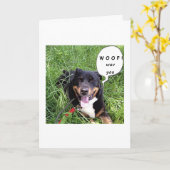 CARTE CE CHIEN PARLANT DIT WOOF - T'AIME-ANNIVERSAIRE (Fleur jaune)