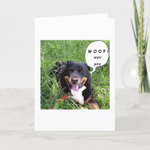 CARTE CE CHIEN PARLANT DIT WOOF - T'AIME-ANNIVERSAIRE