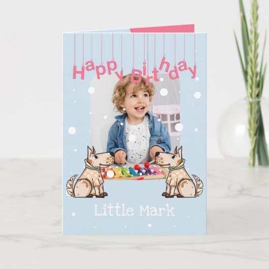 Carte Ce Chien Vie Bleu Garçon Photo Anniversaire (Devant)