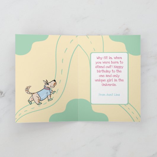 Carte Ce Chien Vie Vert Jaune Photo Anniversaire (Intérieur)