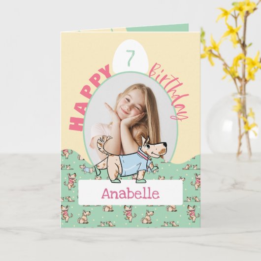 Carte Ce Chien Vie Vert Jaune Photo Anniversaire (Fleur jaune)