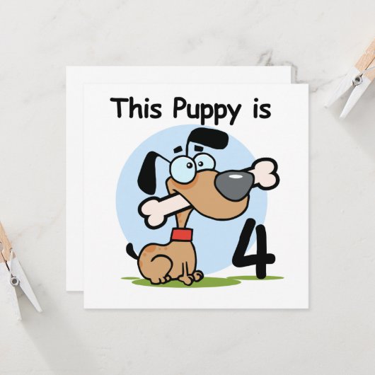 Carte Ce Chiot 4e Anniversaire Tshirts et cadeaux (Devant/Arrière en situation)