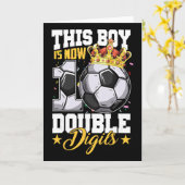 Carte Ce garçon a maintenant 10 chiffres doubles Footbal (Fleur jaune)