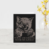 Carte Ce Que Je Fais avec des Vies Drôle Chat Chaton Men (Fleur jaune)