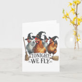 Carte Ce Soir, Nous Volons Drôle Sorcière Poulet Hallowe (Fleur jaune)