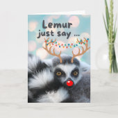 Carte Ceinture de Noël Tournée Lémur Pun (Devant)