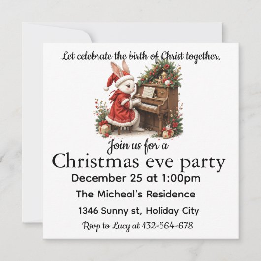 Carte Celebrate Birth of Christ White Bunny Christmas (Devant)