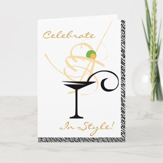 Carte Celebrate In Style Martini Swirl Happy Birthday (Devant)