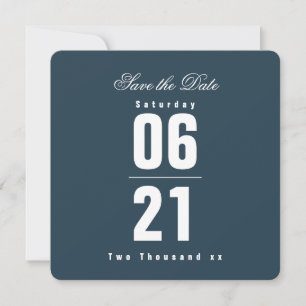 Carte Célébration Bleu Élégant Simple Sauvegarder la