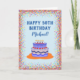 Carte Célébration colorée du gâteau bleu d'anniversaire