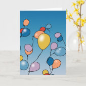 Carte Célébration d'anniversaire avec ballons (Fleur jaune)