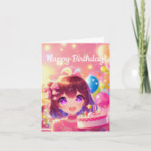 Carte Célébration d'anniversaire de fille dans le style (Devant)