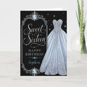 Carte Célébration d'anniversaire Ice Blue Jewel Sweet 16