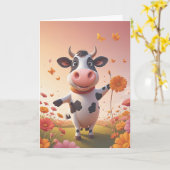Carte Célébration d'anniversaire Moo-sical (Fleur jaune)