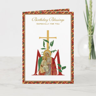 Carte Célébration d'anniversaire religieux Vierge Marie