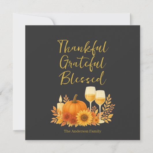 Carte Célébration d'automne - Elégant Thanksgiving Gold (Devant)