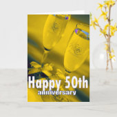 Carte célébration de 50 ans de mariage au champagne (Fleur jaune)