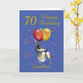 Carte Célébration de 70 ans Blue Gold (Fleur jaune)