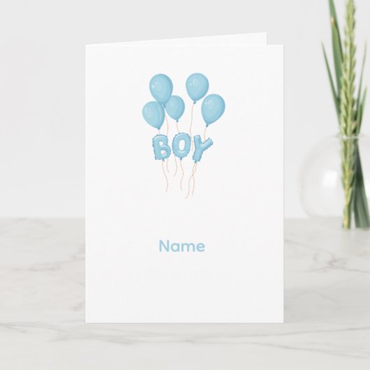 Carte Célébration de ballon bébé garçon bleu (Devant)