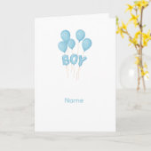 Carte Célébration de ballon bébé garçon bleu (Fleur jaune)