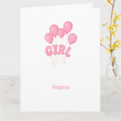 Carte Célébration de ballon de bébé fille rose - Jolie n (Fleur jaune)